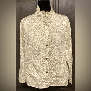 Chico’s Cream & gray leopard windbreaker jacket - size 1